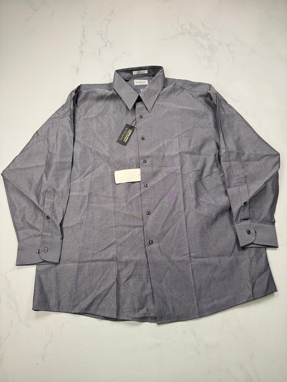 Van Heusen Button-Up Shirt Shirt Dove Gray 90s Classic Sizing - Mens XL